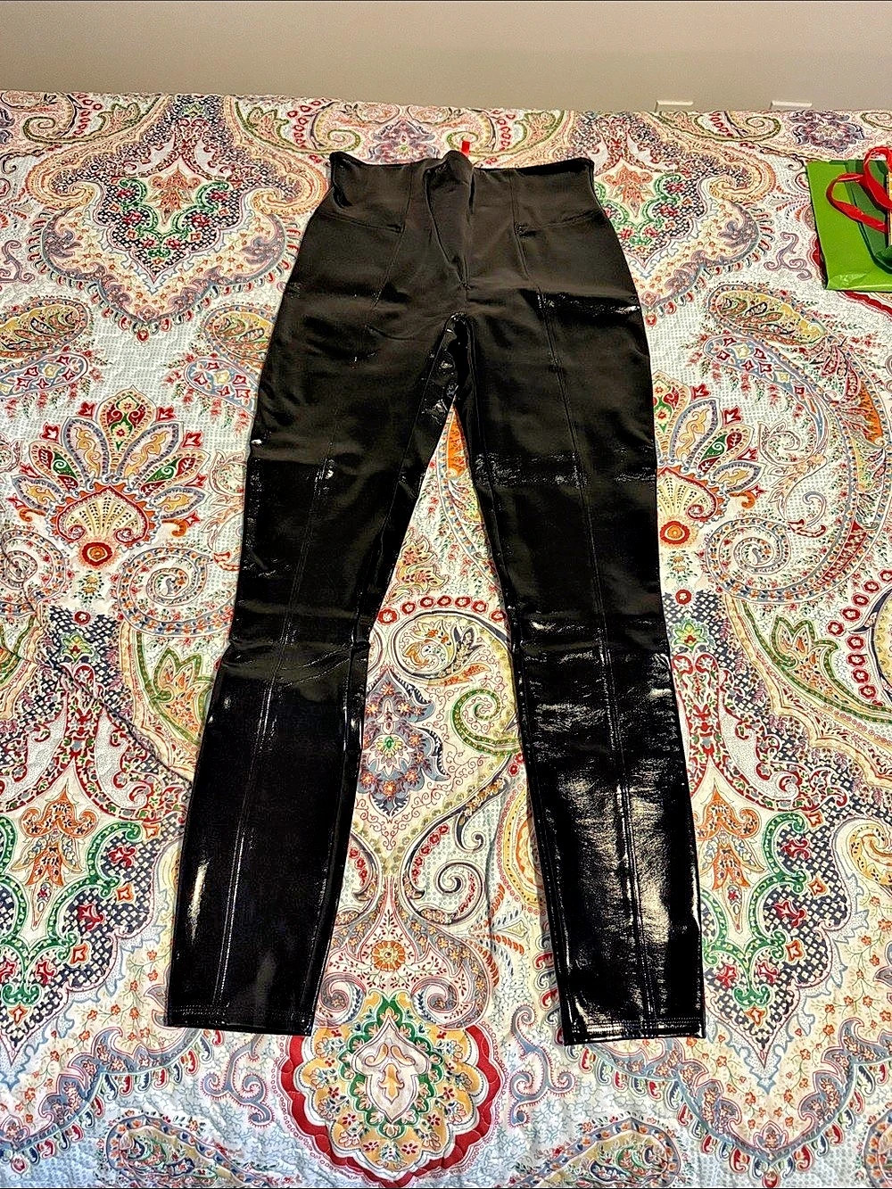 SPANX Faux Patent Leather Leggings Black Size Large